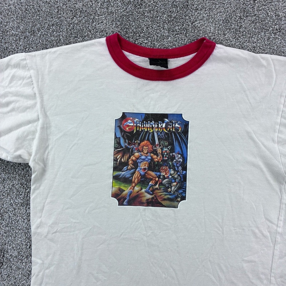 Vintage Thundercats Shirt Mens Medium White Ringer Iron On Warner Bros Marvel - Picture 2 of 7